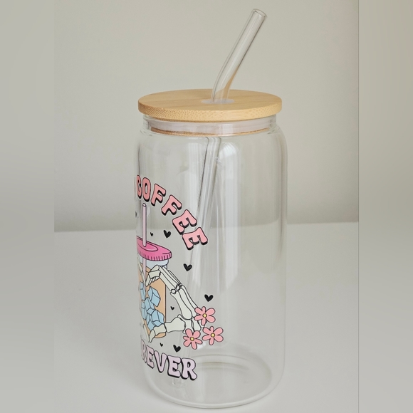 Iced Coffee Forever 16oz Clear Beer Can Glass Cup - Picture 3 of 5